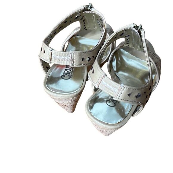 Carlos Santana NWT Cutout Geneva Cork Wedge Heel Sandals Natural Size 6.5 - Picture 7 of 9